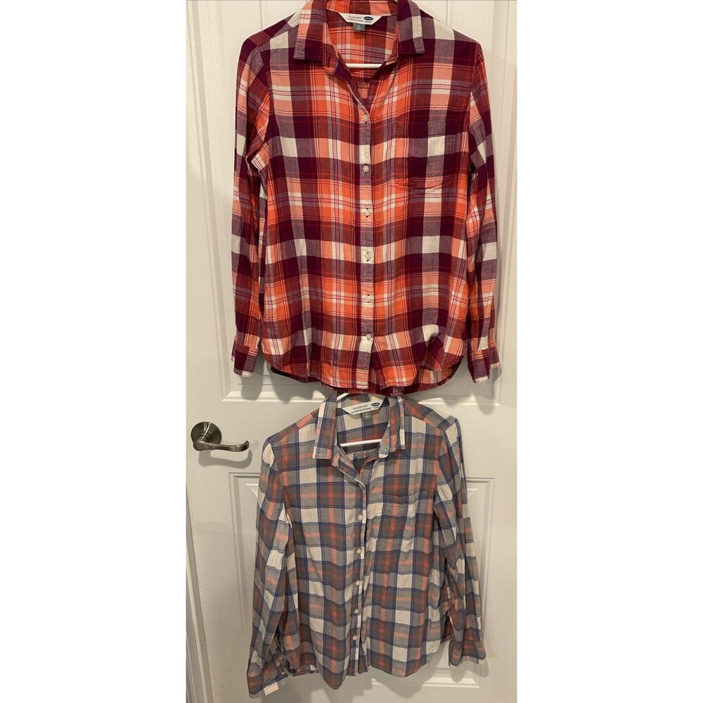 EUC Old Navy Women's Classic Multicolor Plaid Flannel Shirt Lot Size Medium